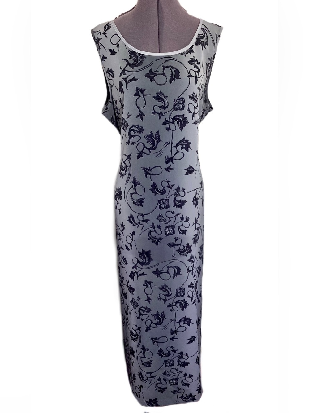 VTG Norton Mcnaughton Gray Black Whimsigoth Maxi Dress L
